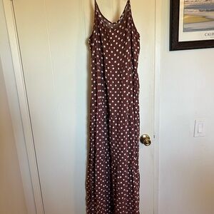Brown Polka Dot Maxi Dress